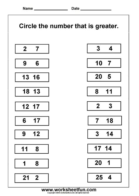 Circle The Number That Is Greater   Circle The Biggest Number Worksheet Free Printable Pdf - Circle The Number That Is Greater