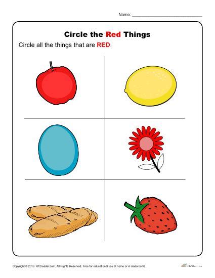 Circle The Red Things Preschool Color Worksheets Red Worksheets For Preschool - Red Worksheets For Preschool