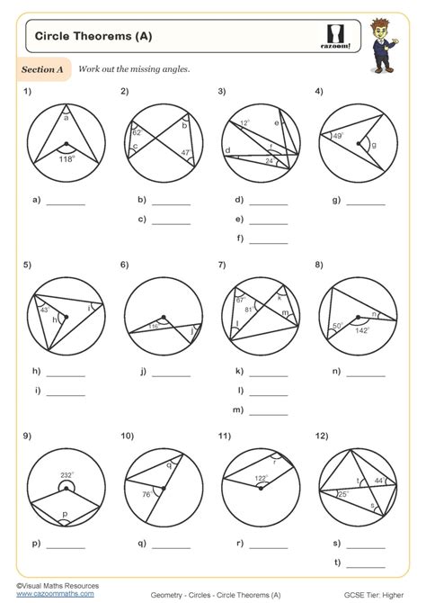 Circle Theorem Worksheet And Answers   Circumference And Area Of Circles Worksheets - Circle Theorem Worksheet And Answers