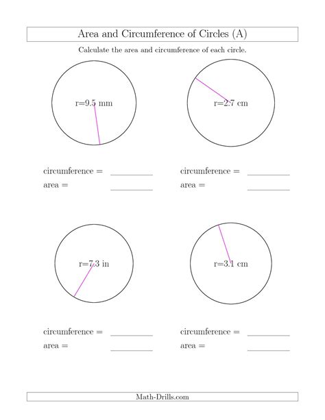 Circle Worksheets Circumference Area Radius And Diameter Circle Geometry Worksheet - Circle Geometry Worksheet