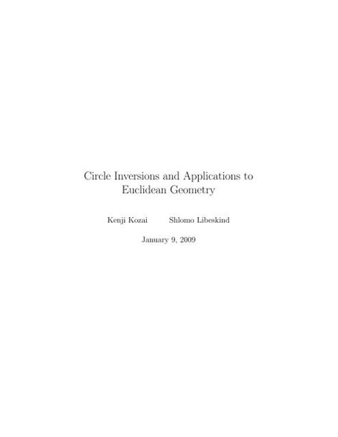 Download Circle Inversions And Applications To Euclidean Geometry 