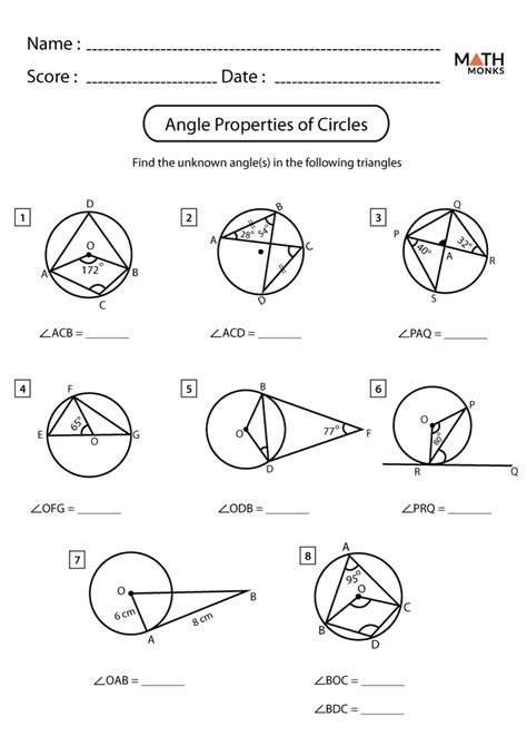 Circles In Circles Geometry Worksheet With Answers Printable Circle Geometry Worksheet - Circle Geometry Worksheet