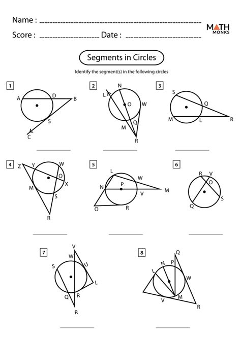 Circles Worksheets Segments In Circles Worksheet - Segments In Circles Worksheet