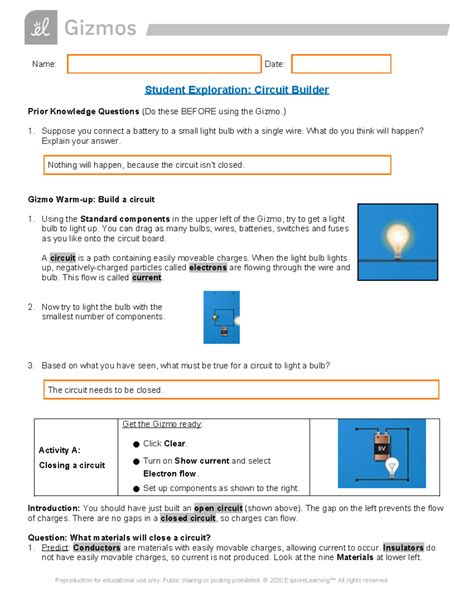 Circuit Builder Gizmo Answer Key