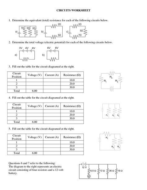 Circuit Worksheet Answers   Circuits Worksheet Answer Key - Circuit Worksheet Answers
