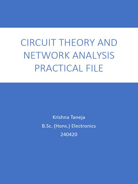 Read Circuit Theory And Network Analysis Pdf 