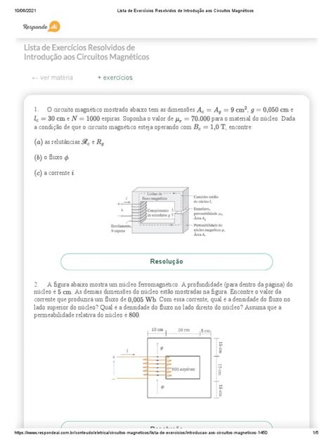 circuitos magneticos exercicios resolvidos pdf