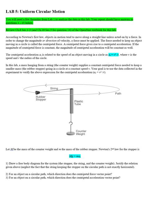 Circular Motion Lab Answers
