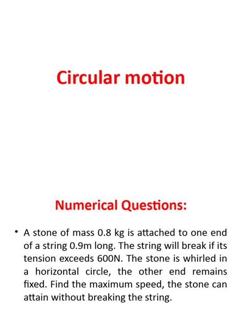 Circular Motion Solve Numerical Question Class 9