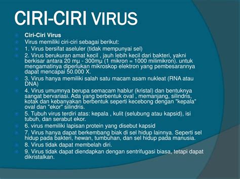 ciri-ciri virus