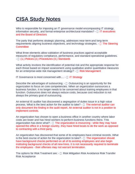 Cisa Study Notes