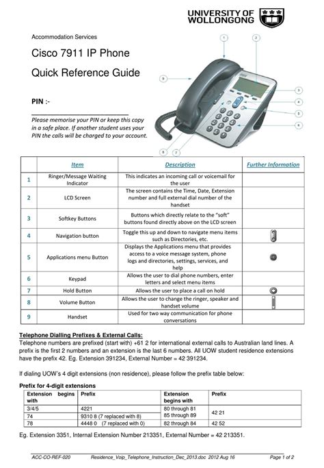 Read Online Cisco 7911 Quick Reference Guide 