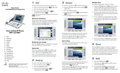 Read Online Cisco 8961 Quick Reference Guide 