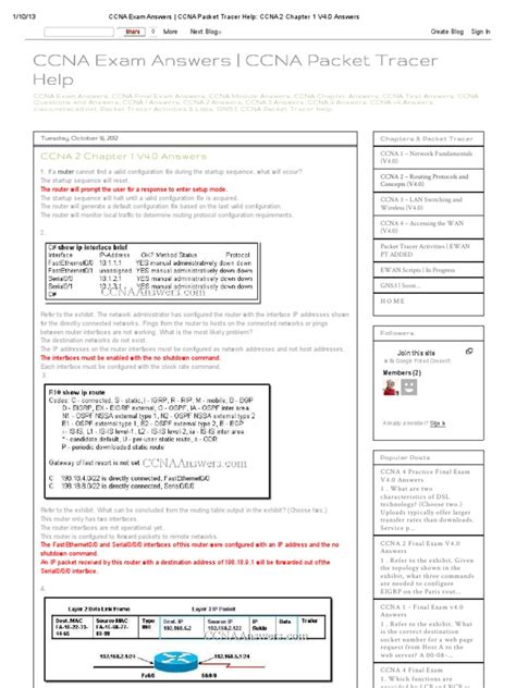 Download Cisco Exam Answers Chapter 1 