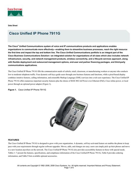 Download Cisco Unified Ip Phone 7911G User Guide 