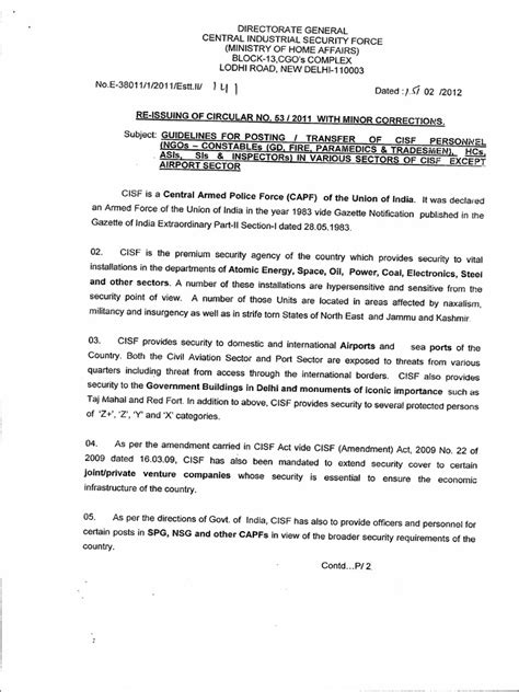 cisf posting circular