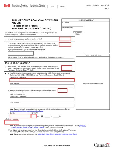 Cit 0002 E Application For Canadian Citizenship Adults