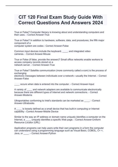 Cit 15 Study Guide Answers