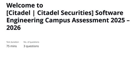citadel software engineering campus assessment 2023