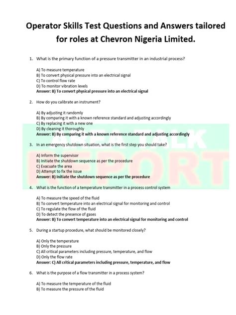 citgo test questions for operator