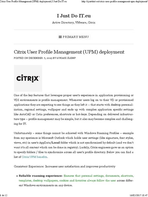 Read Online Citrix User Profile Planning Guide 