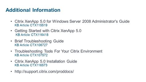 Read Citrix Xenapp 5 Troubleshooting Guide 