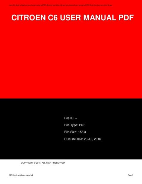 Download Citroen C6 User Guide 