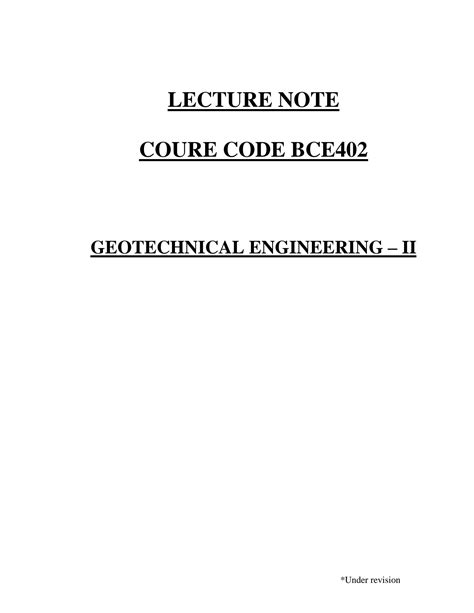 Download Civ E 354 Geotechnical Engineering Ii Class Notes 