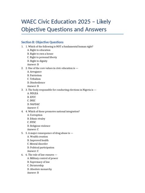civic education question