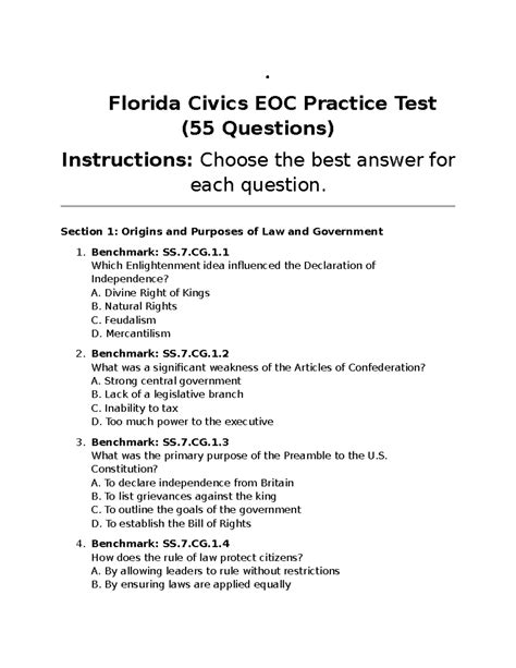 Civics Eoc Test Florida