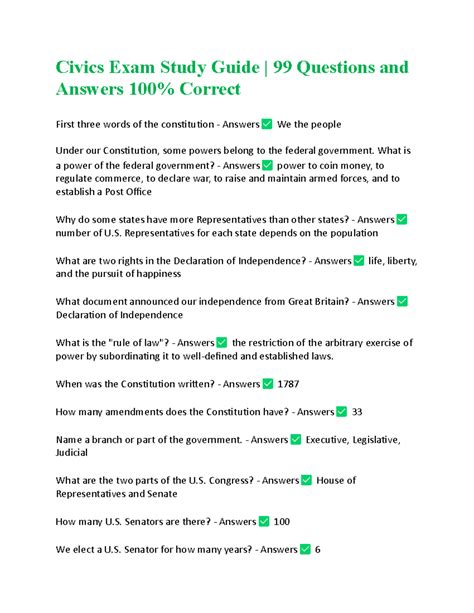 Civics Study Guide Answers