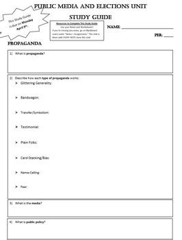 Civics Unit 8 Study Guide Answer