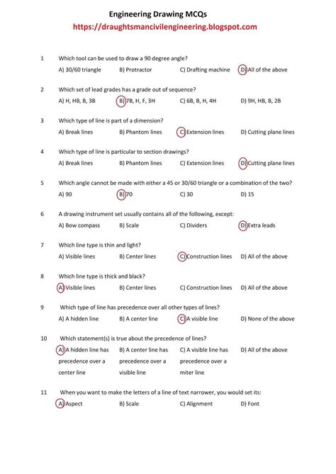Civil Engineering Drawing Objective Questions And Answers