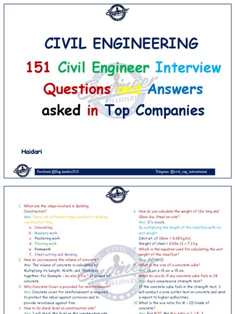 civil engineering interview questions coren standard