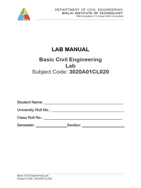 Civil Engineering Lab Manual Engineering Geology Material