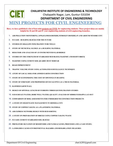 Civil Engineering Mini Projects Thesis 123thesis 123