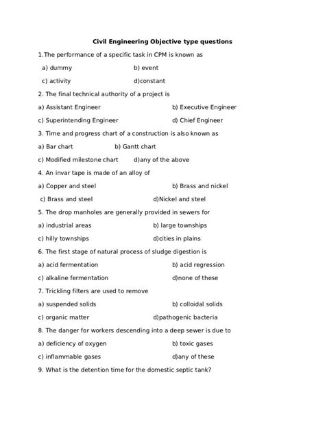 Civil Engineering Objective Type Questions Concrete Technology