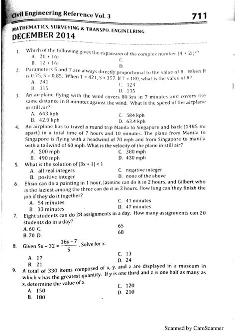 Civil Engineering Sample Board Exam Problems