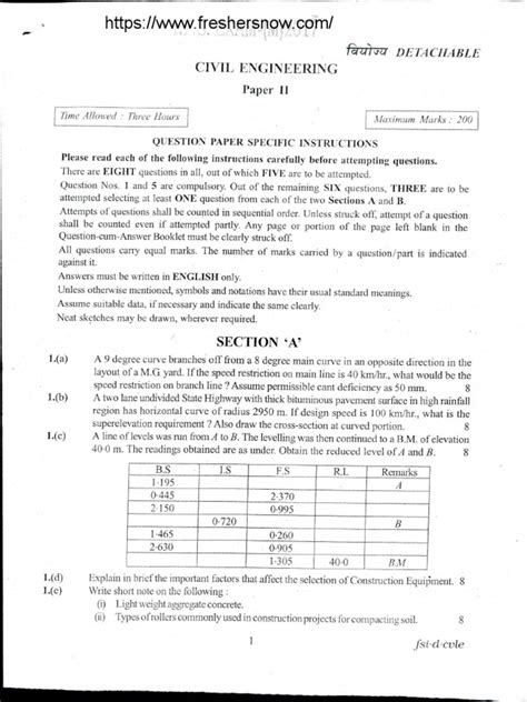 Civil Engineering Sample Question Paper Third Semester