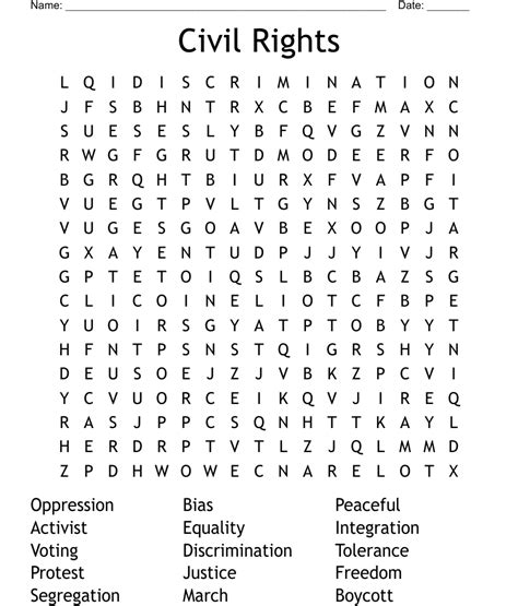 Civil Rights Word Find Worksheet Education Com Civil Rights Word Search Answer Key - Civil Rights Word Search Answer Key