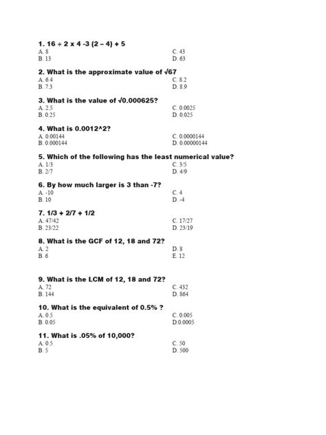 civil service exam math problems