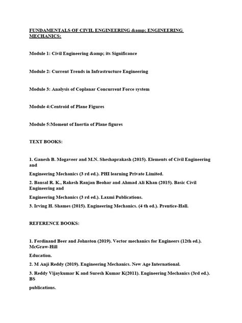 Civil Syllabus Engineering