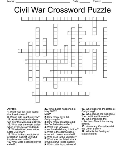 Civil War Crossword Puzzles Crossword Hobbyist Civil War Battles Worksheet Answers - Civil War Battles Worksheet Answers
