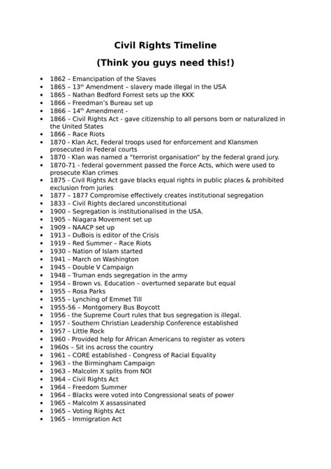 Full Download Civil Rights Timeline Worksheet Chapter 21 