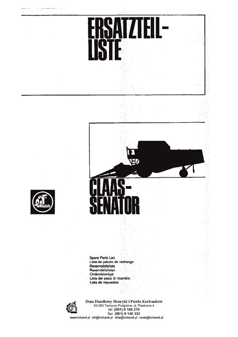 Read Online Claas Senator Parts Catalog 