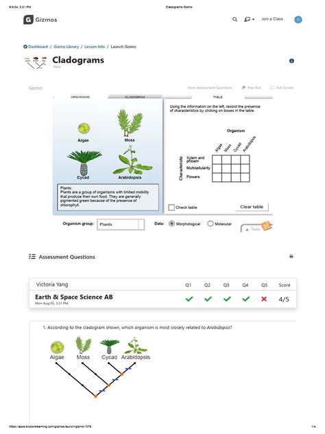 Cladograms Gizmo