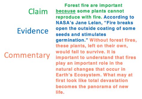 Claim Evidence Commentary