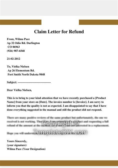 claim for refund letter sample