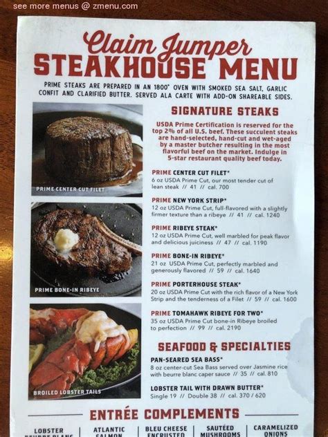 Claim Jumpers Menu