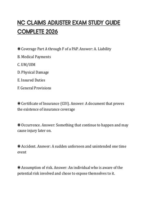 Claims Adjuster Study Guide Pdf